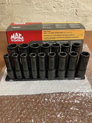 MAC Tools SVDPM166BRPT 16-PC. 1/2'' Drive Metric Deep Impact Socket Set 10-25mm