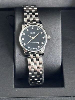 New MIDO Baroncelli Date SS M7600.4.68.1 Ladies Diamond Dial Watch Auto 29mm