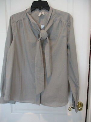 New Vintage WOMENS XL Old Navy Gray/Ivory Diamond Print Button up BLOUSE SHIRT