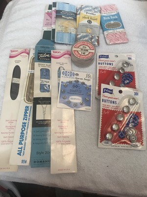 Collection Of Vintage Sewing Notions Zippers, Rick Rack, Seam Binding, Snaps 