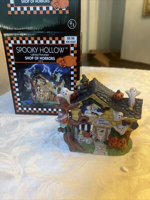 Vintage 1998 Spooky Horror Shop Of Horrors Porcelain Halloween House In Box