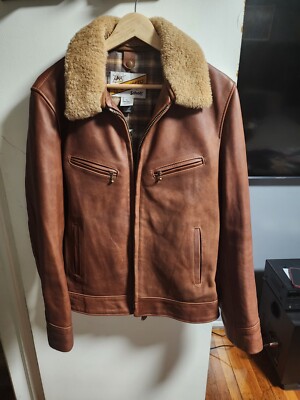 Schott NYC 596 Brown Waxed Leather Rancher Jacket  Size Small