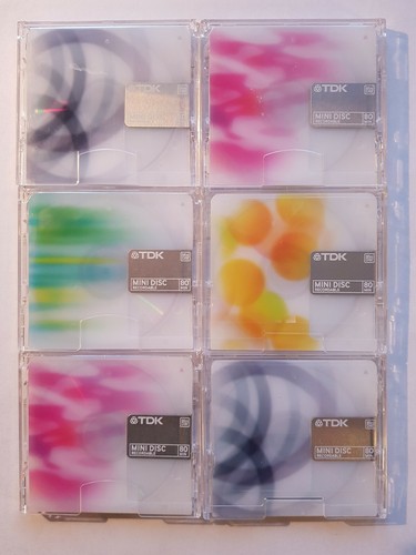 6 Minidisc TDK 80 min. mit Hüllen, gelöscht