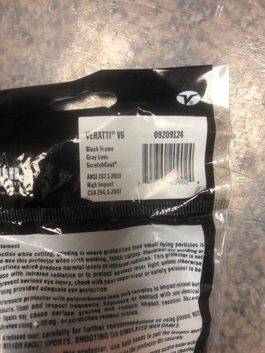 Encon Wraparound Veratti V6 Safety Glasses Gray Lens Black Frame Pack of 1