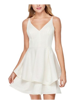 

TEEZE ME Женское платье цвета слоновой кости на тонких бретелях с короткими рукавами + расклешенное платье для подростков 15\16, Цвет слоновой кости