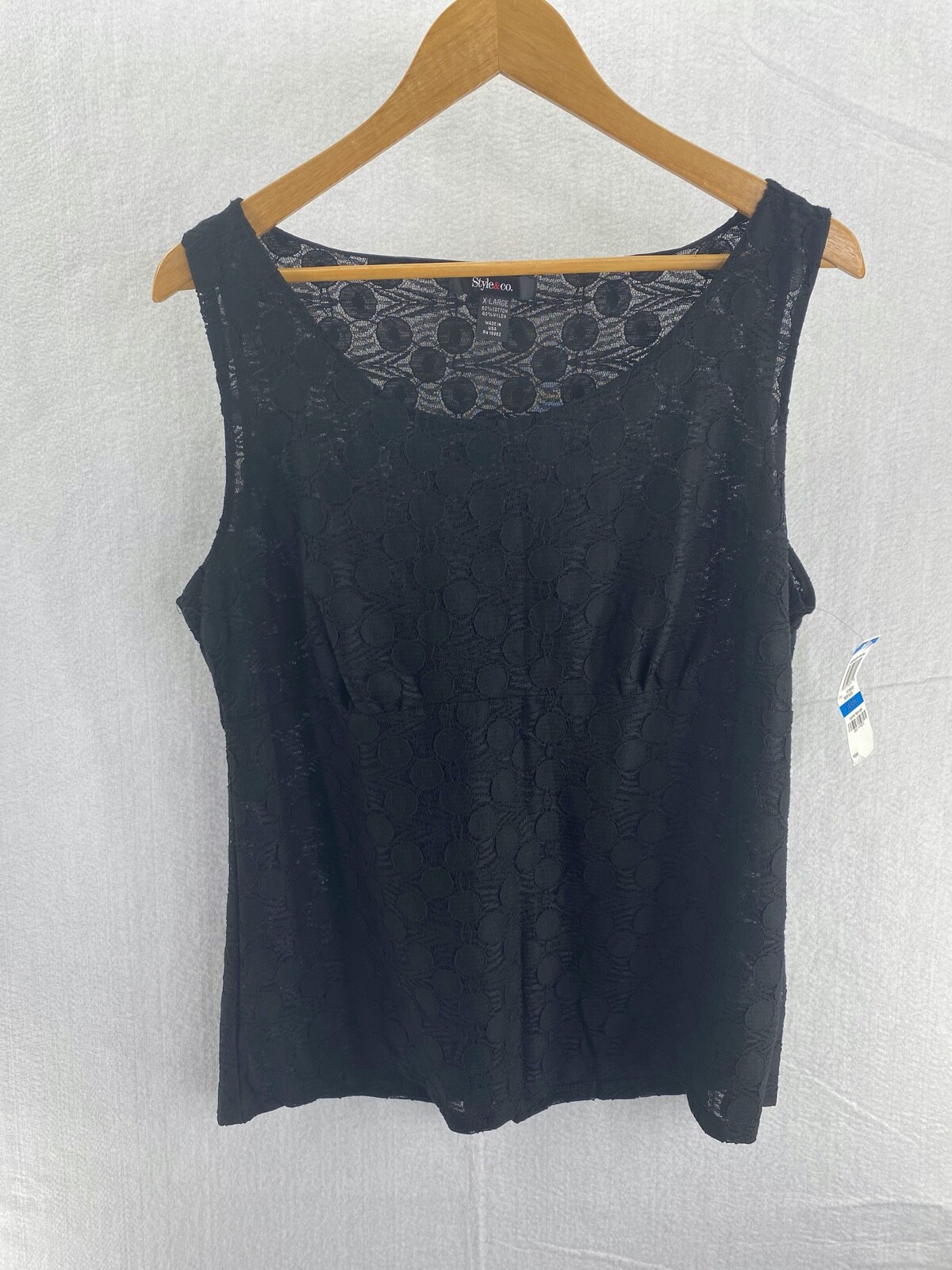 Style & Co XL Top Sleeveless NEW Black Semi Sheer (W5316-A01