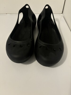 Crocs Kadee Ballet Comfort Rubber Slip On Flats Black 11215 Women's Size 9 New