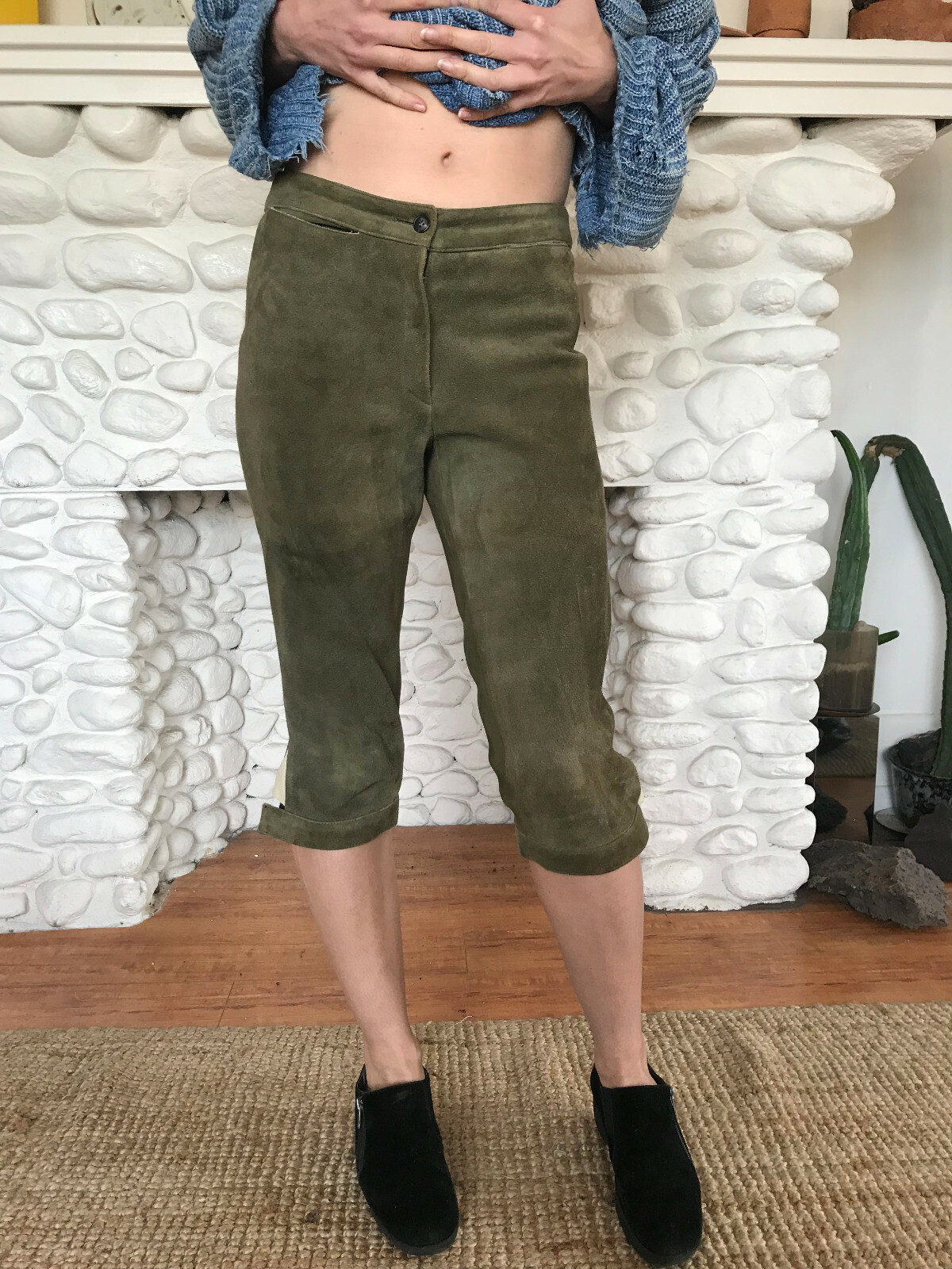 Chic A.P.C forest green suede shin length pants shorts | eBay