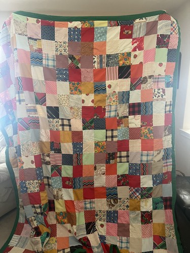 希少品BIG！70s アメリカアンティークキルトマット　USAヴィンテージ雑貨 Vintage patchwork quilt square patch primitive rustic Farm