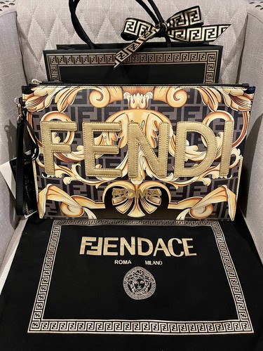 New Versace X Fendi Fendace Collaboration Large Flat Pouch New Versace X Fendi Fendace Collaboration Large Flat Pouch