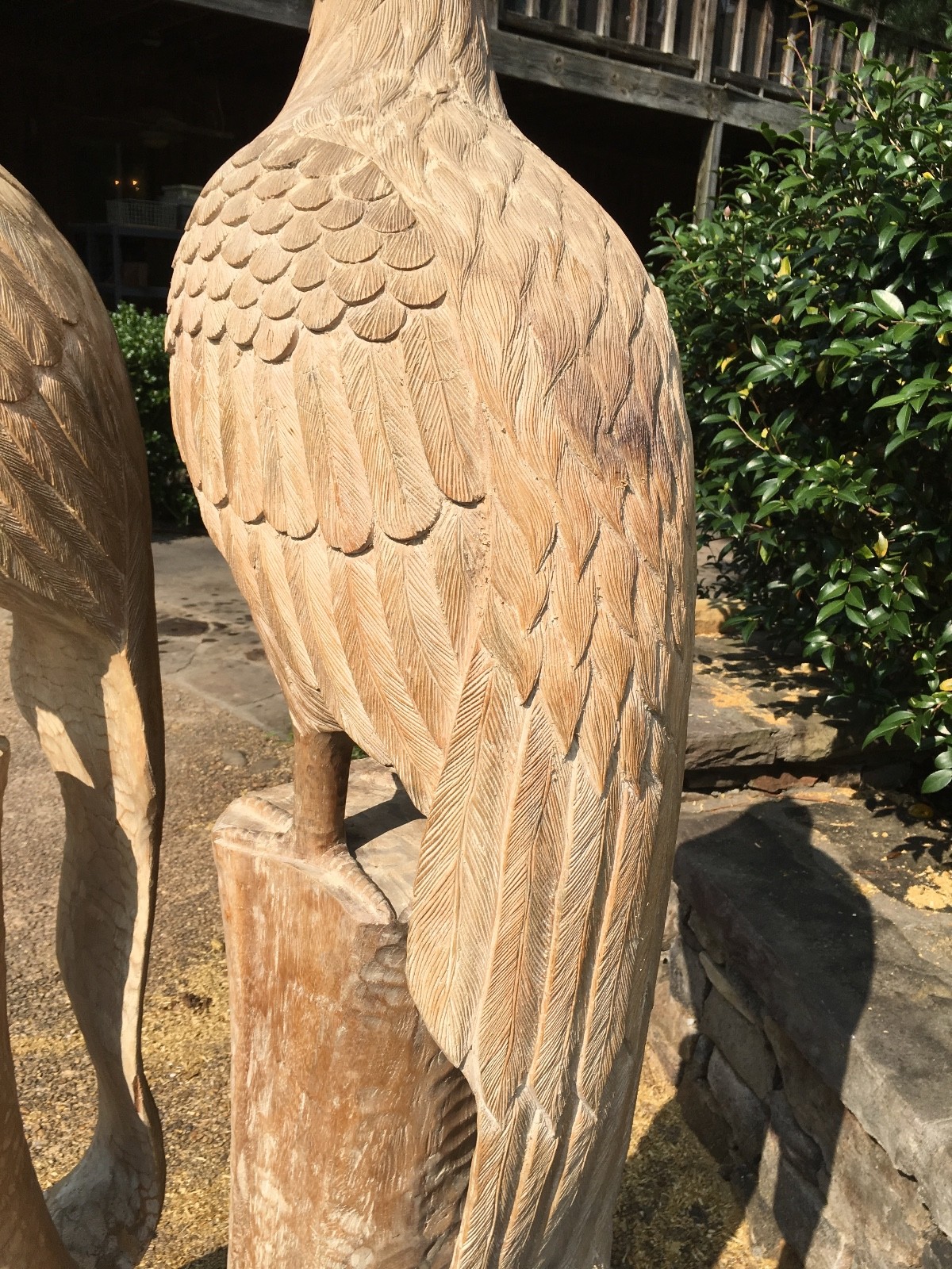ANTIQUE  WOODEN BIRDS HAND CARVED  - VERY TALL