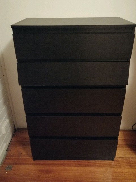Used Ikea Kullen Chest Of 5 Drawers Black Brown Dressers