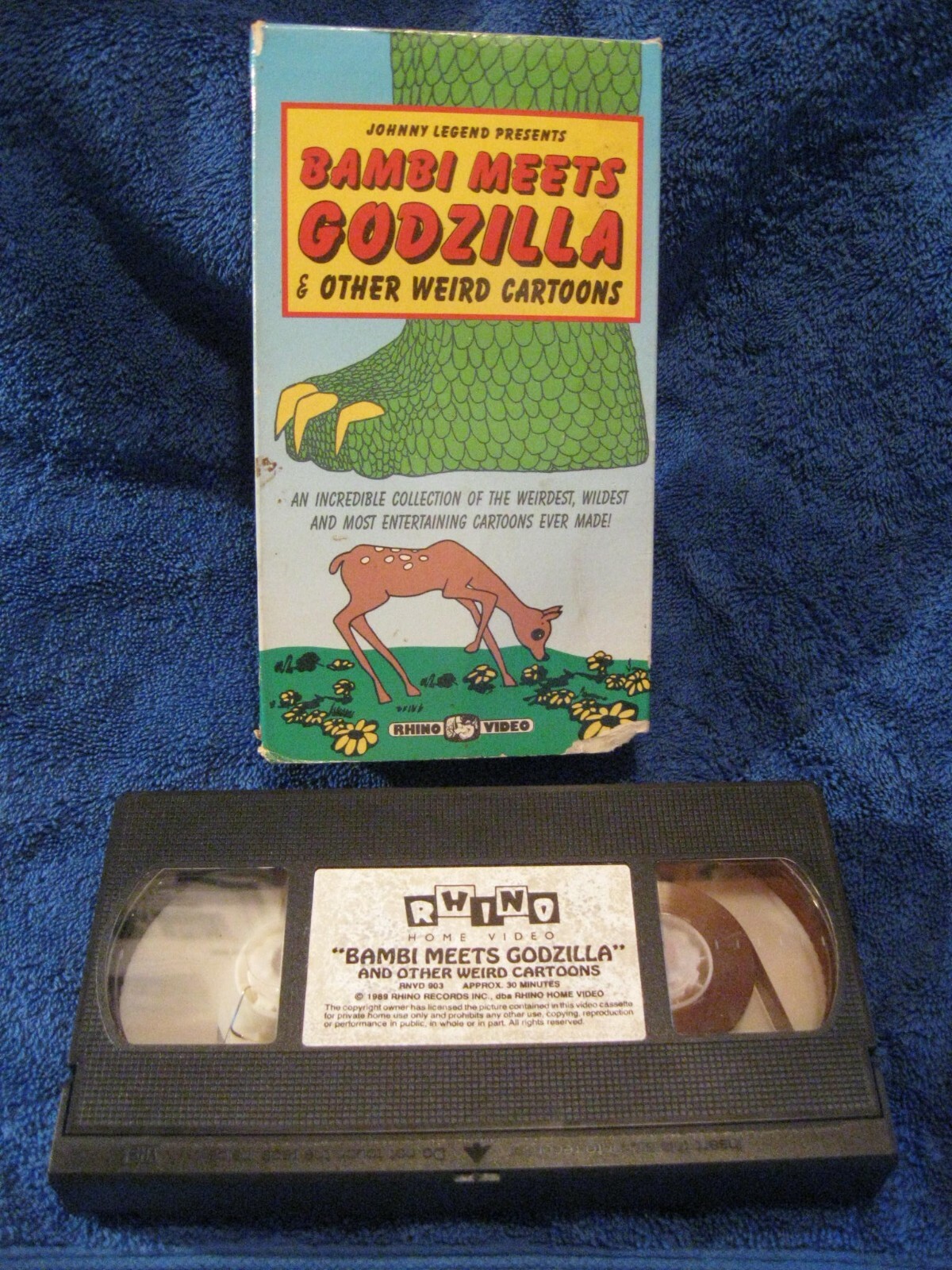 VHS TAPE in SLEEVE 1987 RHINO VIDEO BAMBI meets GODZILLA