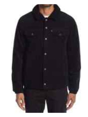 

LEVIS Мужская черная куртка на молнии на флисовой подкладке, Черный, LM8RC530