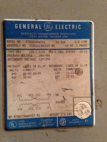 General Electric Transformer 9T21B1006G02 Type QMS Single Ph. 10kva