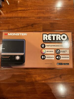 BRAND NEW Monster Retro Bluetooth Speaker Qi Wireless Charging FREE SHIPPING