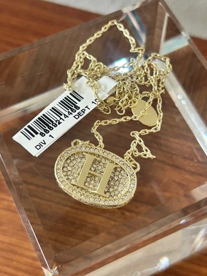 Heidi Daus INITIAL REACTION 18'' Pavé Drop Necklace ''H'' NWT