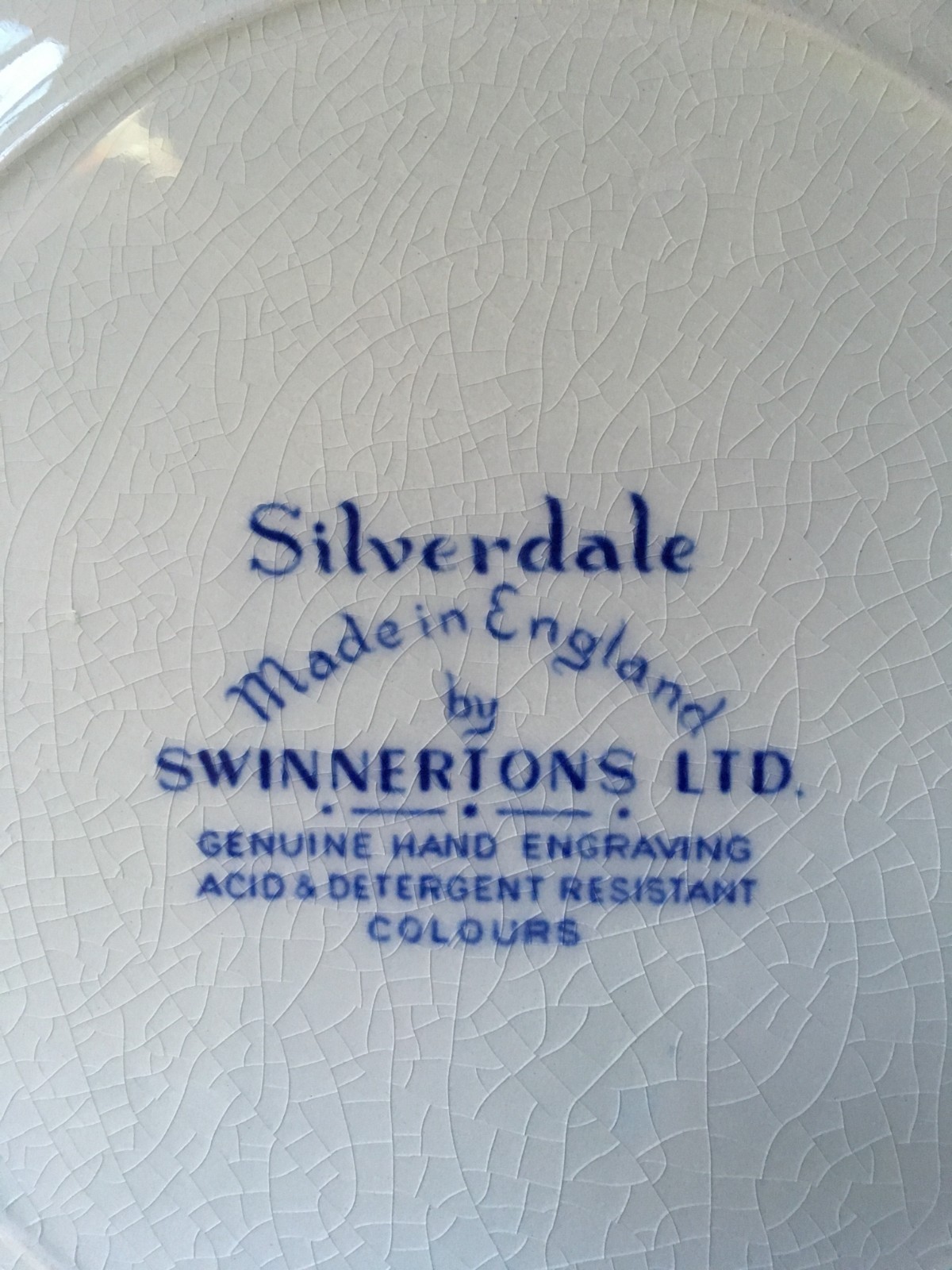 1 Dinner Plate. Blue White English China Silverdale Swinnertons. Pastoral Scene