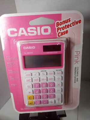 Casio SL-300VC Hand Held Pink Calculator With 8 Digit Display & Case New Sealed