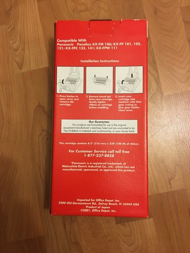 NEW Office Depot Plain Paper Fax Cartridge Black Replaces Panasonic KX-FA65