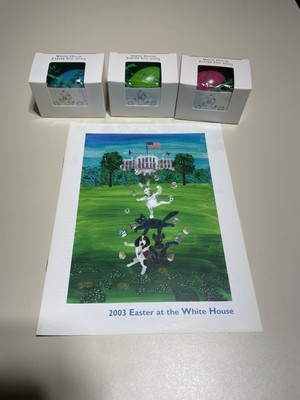 2003 Bush White House Easter Egg Roll, three eggs NIOB & 4  event programs