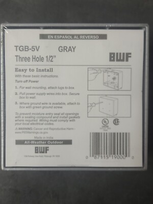 BWF/TEDDICO TGB-5V -  OUTLET BOX - 2 Gang - (3) 1/2'' Holes - All Weather - Gray
