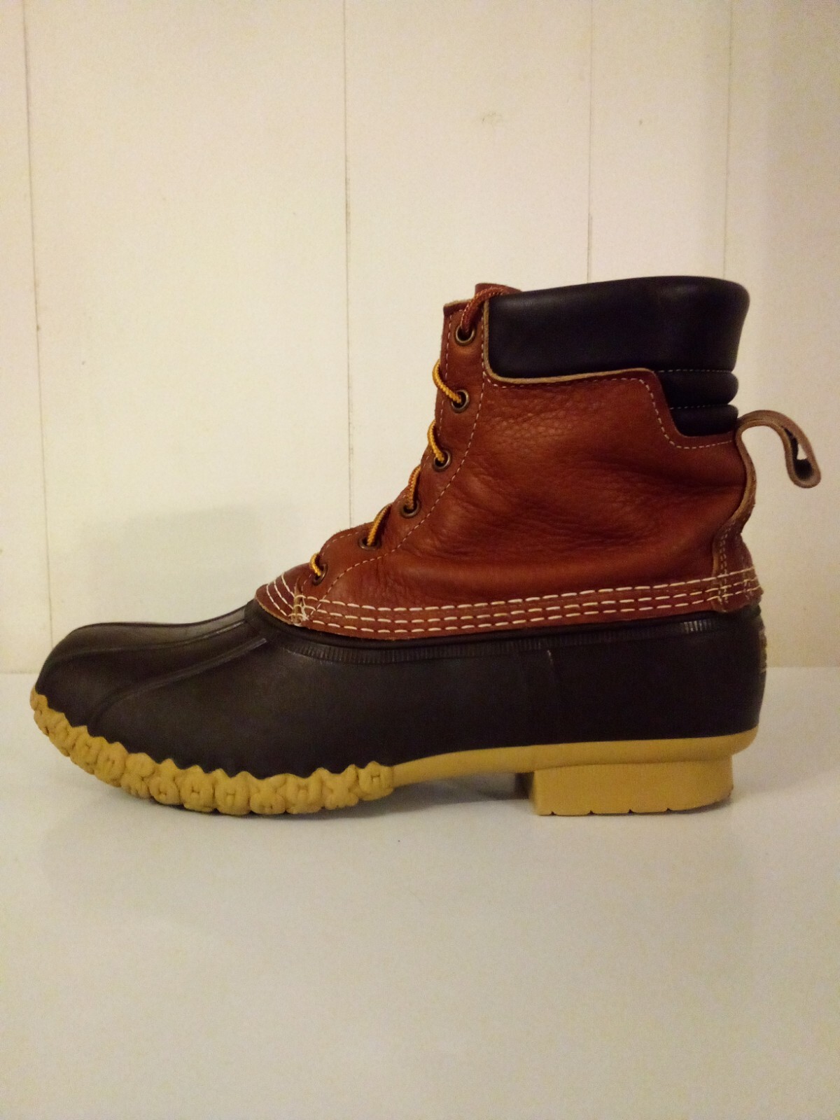 Tumbled Brown Leather Duck Boots Men 