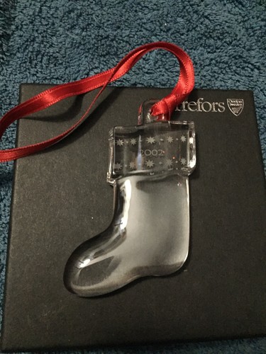 Orrefors Annual Crystal Ornament 2002 Stocking Box/Brochure/Box Cover/ Pouch