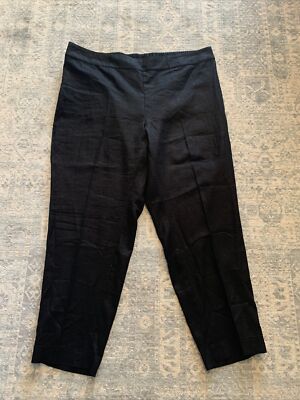 New Eileen Fisher Ankle Length Pant Organic Linen Black  S9RII-P2528X Sz 3X