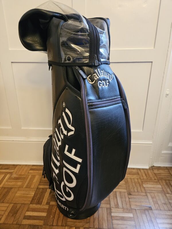Vintage Callaway Big Bertha Golf Bag Rain Cover Black Leather 6 Way Vintage Golf