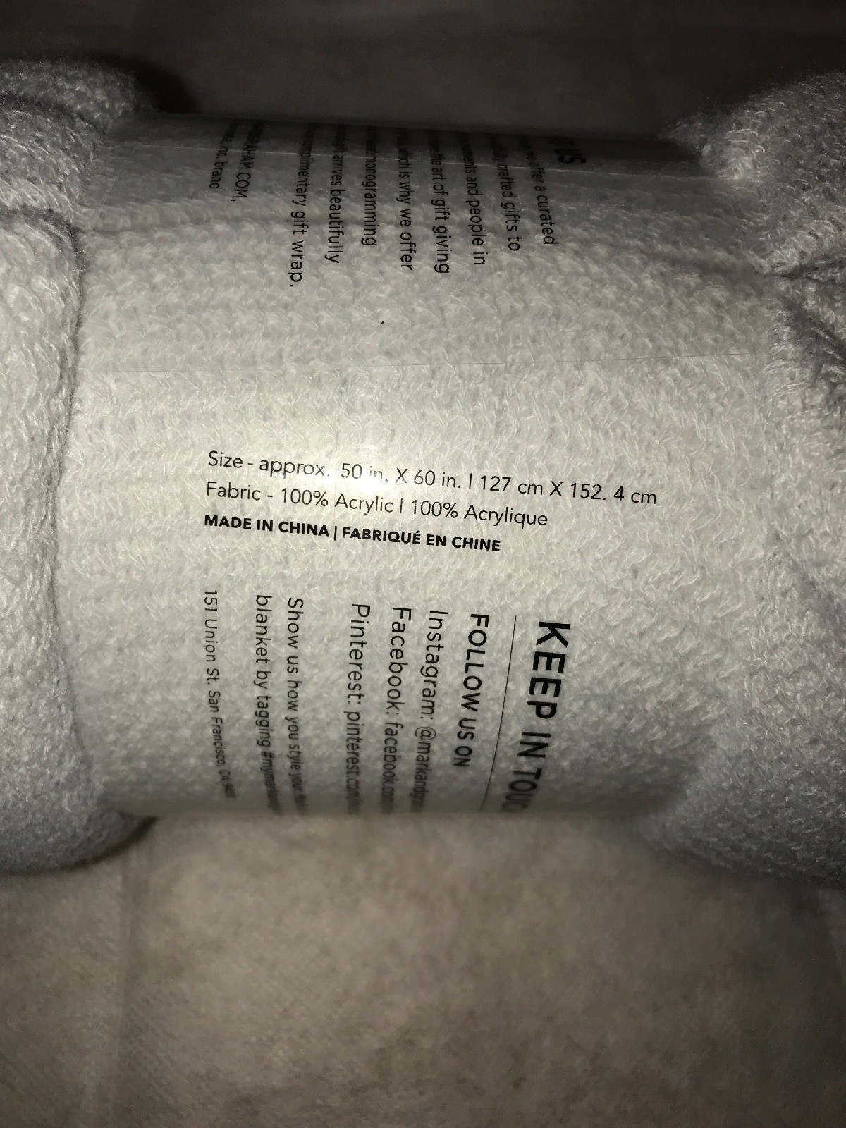 Mark & Graham Colorblock Soft Throw Blanket in Gray/Ivory 50 x 60