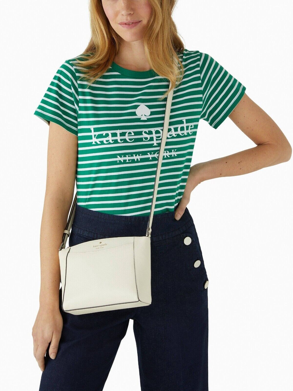 NWB Kate Spade Monica Crossbody Ivory Leather WKR00258 Cream
