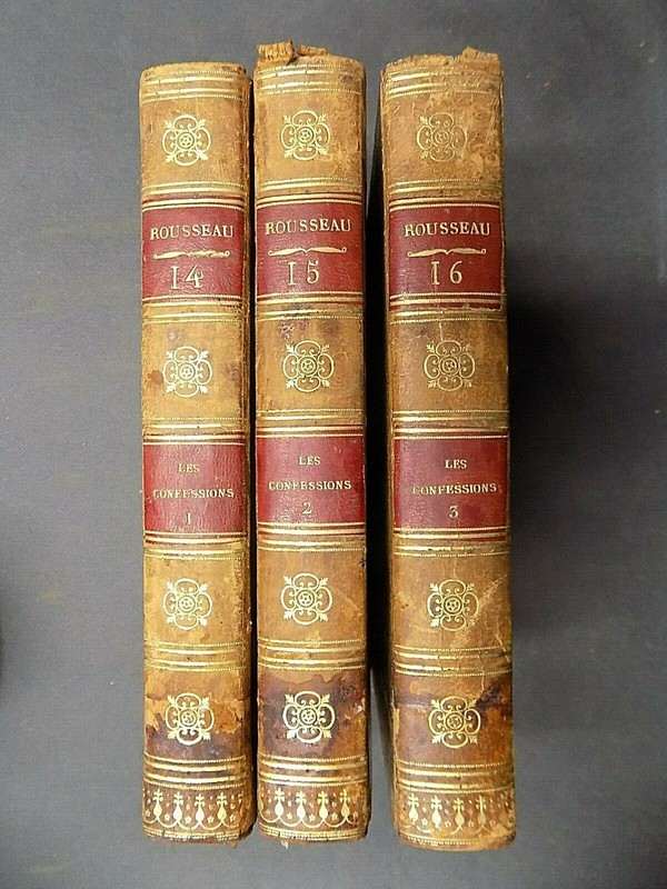 Rousseau T.14,15 & 16 Les Confessions  Musset-Pathay 1824  Plein Veau