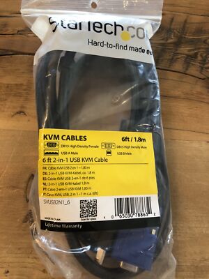 StarTech SVUSB2N1_6 6 ft USB 2-in-1 KVM Cables See Pics For Details