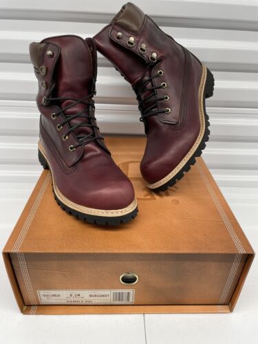 Pre-owned Timberland Men's 8 Inch Waterproof Burgundy Brown Boot Sizes 8 Made In Usa