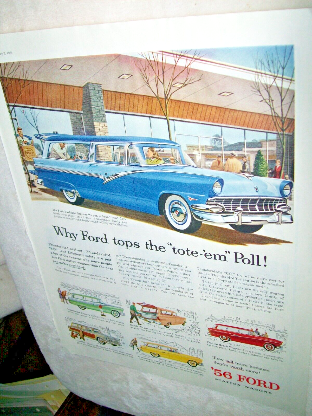 1956 Ford Country Squire Country Sedan Custom Ranch Station Wagon lrg-mag car ad