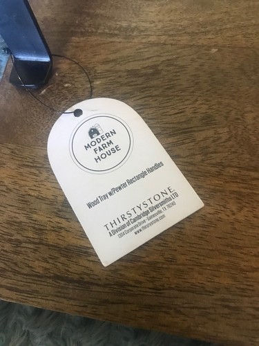 Rectangular Wood Tray with Black Metal Handle