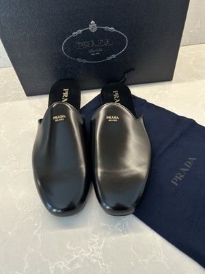 【関税&送料込】Prada Black Leather Slippers Black Leather slippers | PRADA