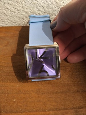 Gruen Square Blue Ladies Watch With Blue Genuine Leather Band Tested & Works!