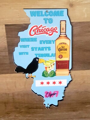 Welcome to Chicago Funny Tequila Jose Cuervo Metal Sign, Man Cave Bar Decor 