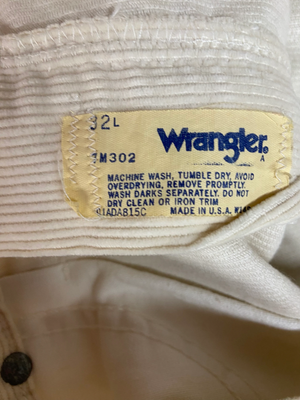 VTG White Wrangler Corduroy Flare Pants Sz 32x30