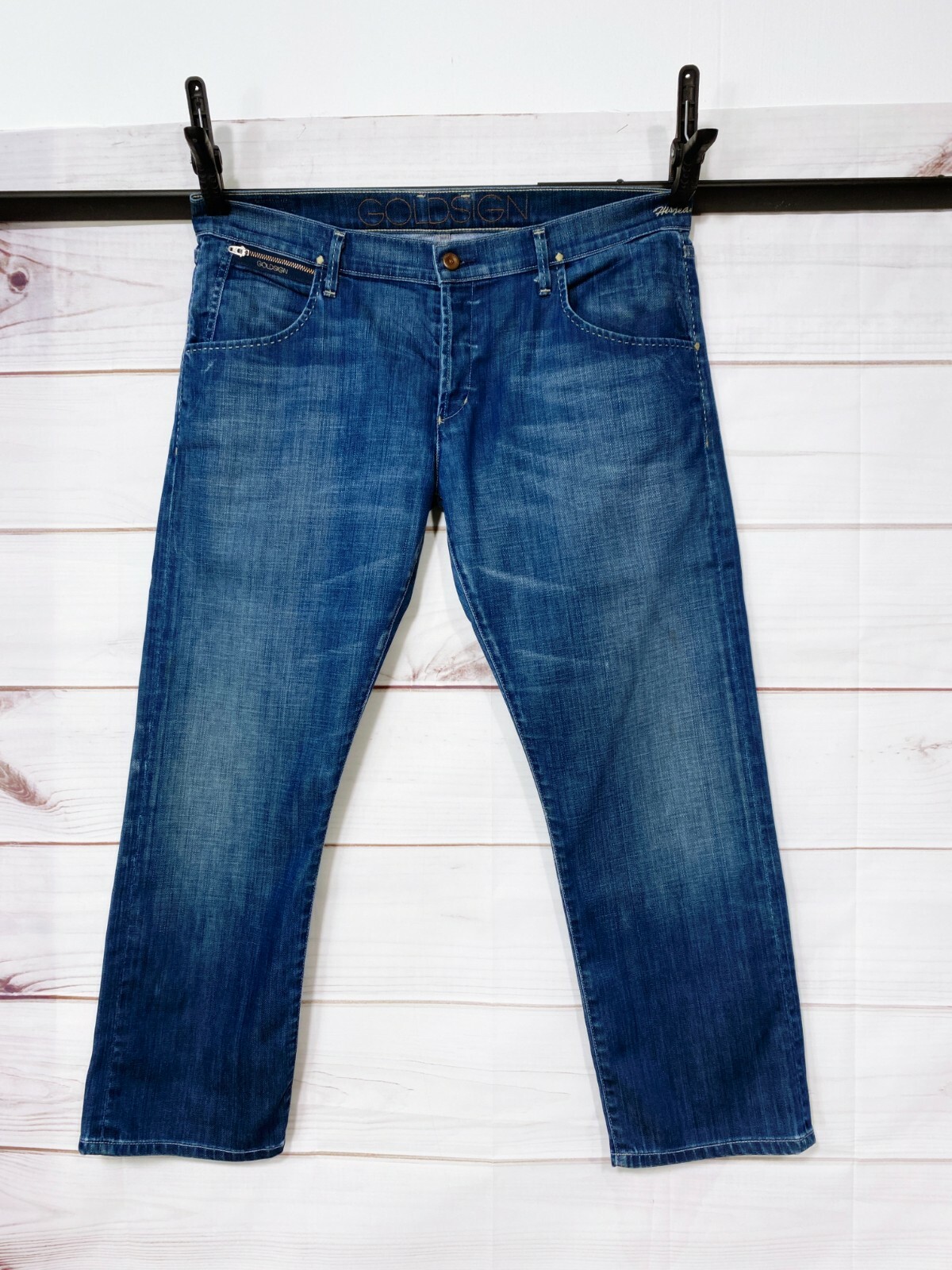 デニム・ジーパン GOLDEN  Women Denim Pants GWP02079 P001850 50134 BLUE Women's pants in lived-in effect denim