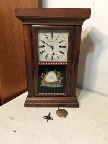 Antique JC Brown Forestville MFG Half Ripple Fusee Movement Cottage Shelf Clock