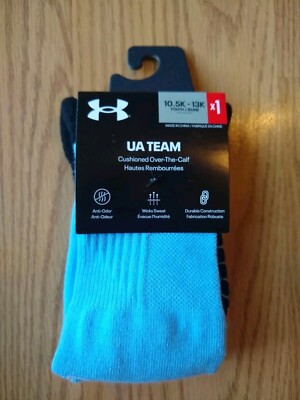 Under Armour 1 Pack Socks 10.5K-13K Over The Calf UA TEAM Cushioned Boy Blue NEW