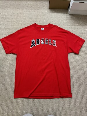 Mike Trout LA Angels Of Anaheim 4th Of July USA Flag SGA Red Baseball T Shirt XL