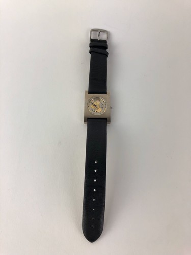 ALFEX Women's Watch Model #5221 Skeleton Face Stainless Steel & Leather RARE