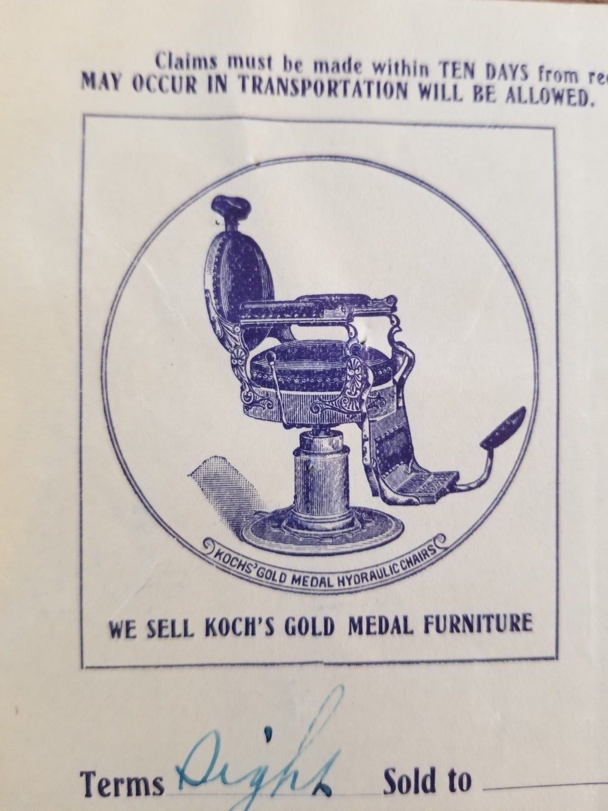 Vintage 1905 Advertising Billhead S. D. Shaw Barber Supply Company Wichita KS