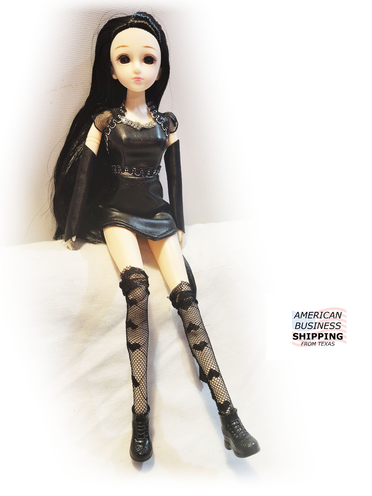 Black Gothic Style Doll, Dress Shoes 12in Movable Joints 1/6 Scale BJD