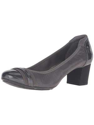 

AK SPORT Женские серые кожаные туфли-лодочки Guardian Cap Toe Block Heel Slip On, Серый, AKGUARDIAN