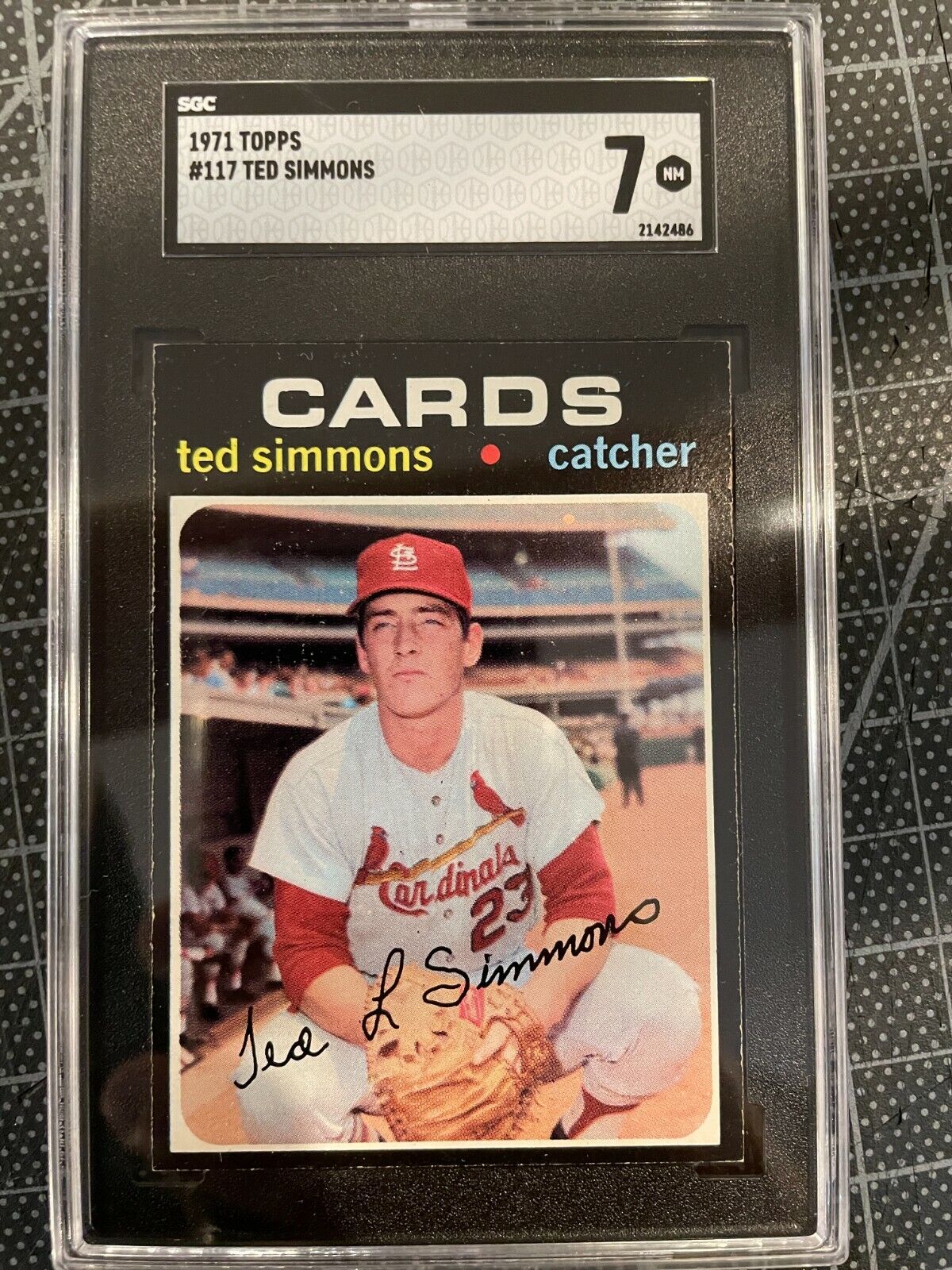 1971 TOPPS #117 TED SIMMONS ST. LOUIS CARDINALS ROOKIE BASEBALL CARD SGC 7 NM 3. rookie card picture